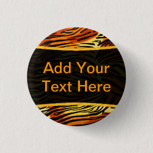 Striped Tiger Fur Print Pattern Personalized Pinback Button
