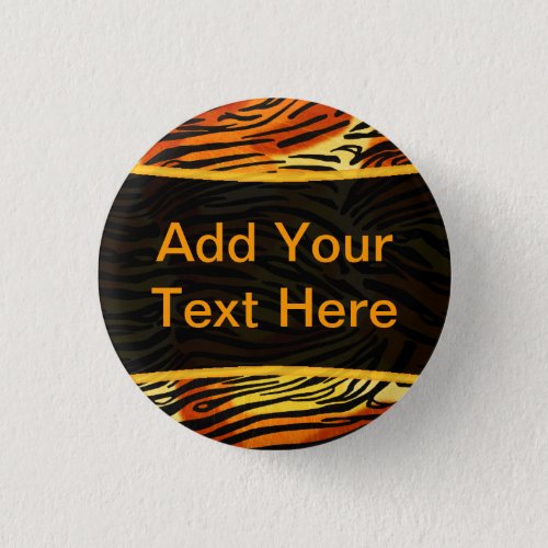 Striped Tiger Fur Print Pattern Personalized Pinback Button