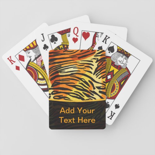 Striped Tiger Fur Print Pattern Personalized Poker Cards