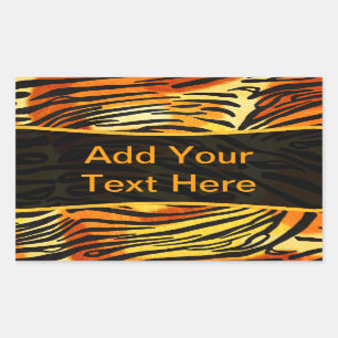 Striped Tiger Fur Print Pattern Personalized Rectangular Sticker