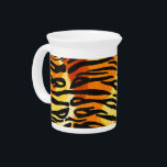 Striped Tiger Fur Print Pattern Pitcher<br><div class="desc">This trendy pitcher features a striped tiger print pattern with black animal stripes on a very bright orange,  yellow and cream fur background. Bring out the wild cat in you with this cool feline design. It's the perfect bold,  original look for animal lovers. Check our shop for matching items.</div>