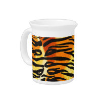 Striped Tiger Fur Print Pattern Pitcher