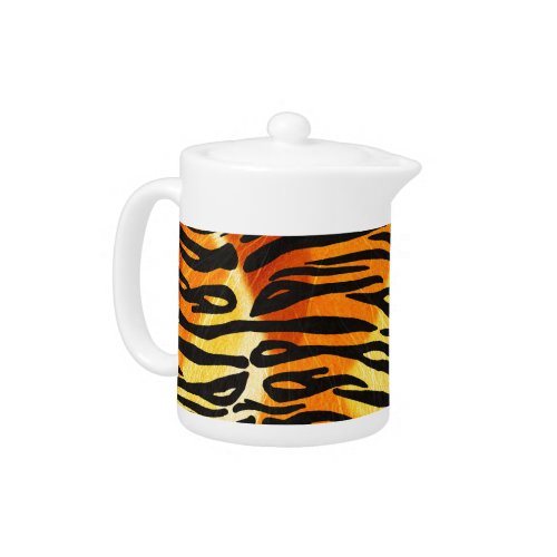 Striped Tiger Fur Print Pattern Teapot