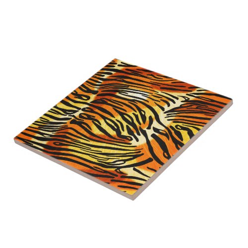 Striped Tiger Fur Print Pattern Tile