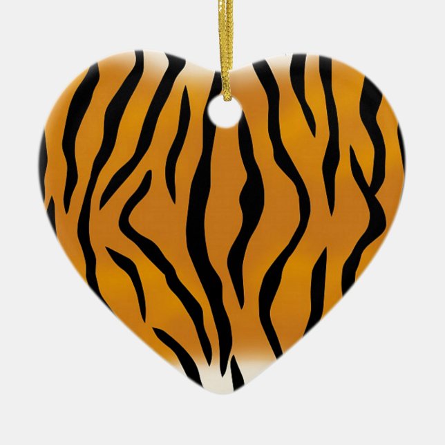 Striped Tiger Pattern Ceramic Ornament (Front)