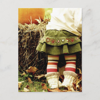 Striped tights and a pumpkin postcard
