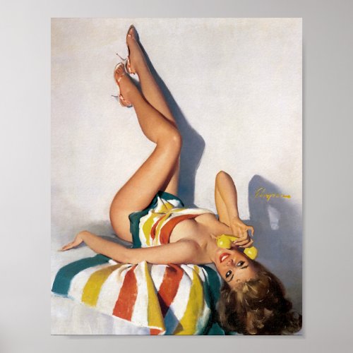 Striped Towel Pin Up Poster