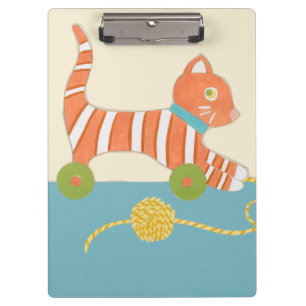 Striped Toy Cat with Ball of String Clipboard