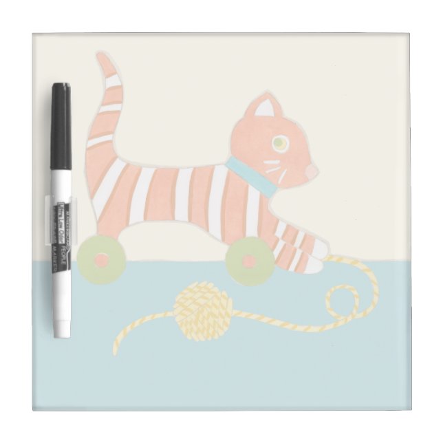 Striped Toy Cat with Ball of String Dry-Erase Board (Front)