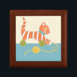 Striped Toy Cat with Ball of String Gift Box<br><div class="desc">Who wants to play with this striped toy cat by Chariklia Zarris? If only it were a real toy and not a print you could drag it around by the ball of attached string or push it along using the wheels underneath. A great gift for a child's nursery, order your...</div>