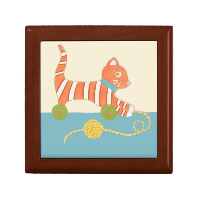 Striped Toy Cat with Ball of String Gift Box (Front)