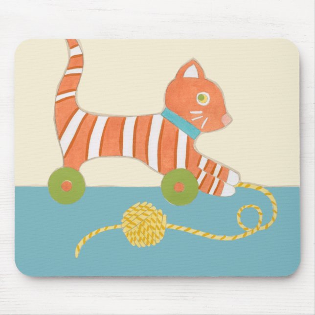 Striped Toy Cat with Ball of String Mouse Pad (Front)