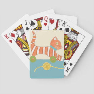 Striped Toy Cat with Ball of String Poker Cards