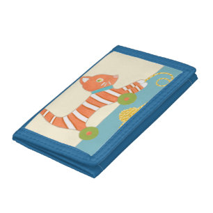 Striped Toy Cat with Ball of String Trifold Wallet