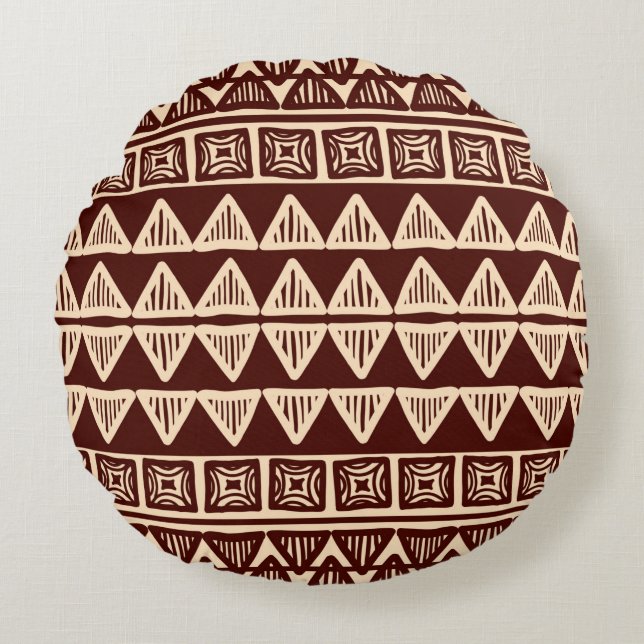 Striped tribal ornamental pattern round pillow (Front)