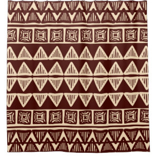 Striped tribal ornamental pattern shower curtain