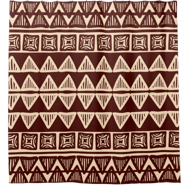 Striped tribal ornamental pattern shower curtain (Front)