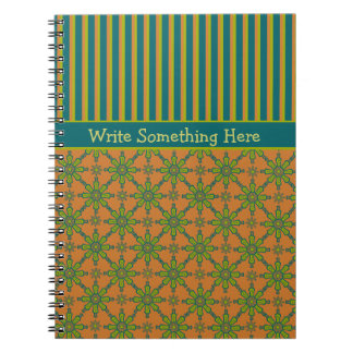 Striped Tribal Rust, Green, Teal: Spiral Notebook