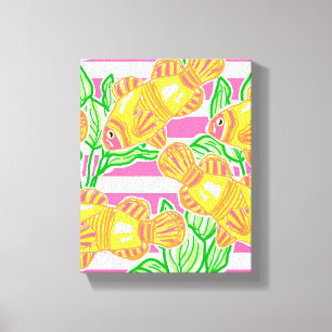 Striped Tropical Fish Pattern Canvas Print