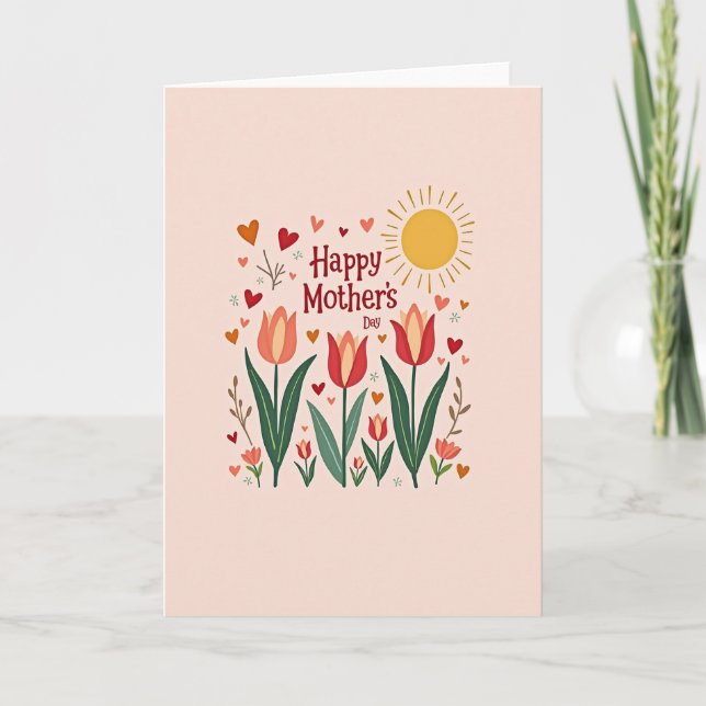 Striped Tulip Mothers Day Card (Front)