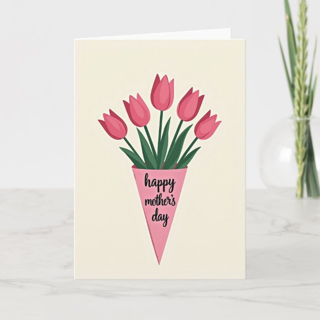 Striped Tulip Mothers Day Gift Card (Front)