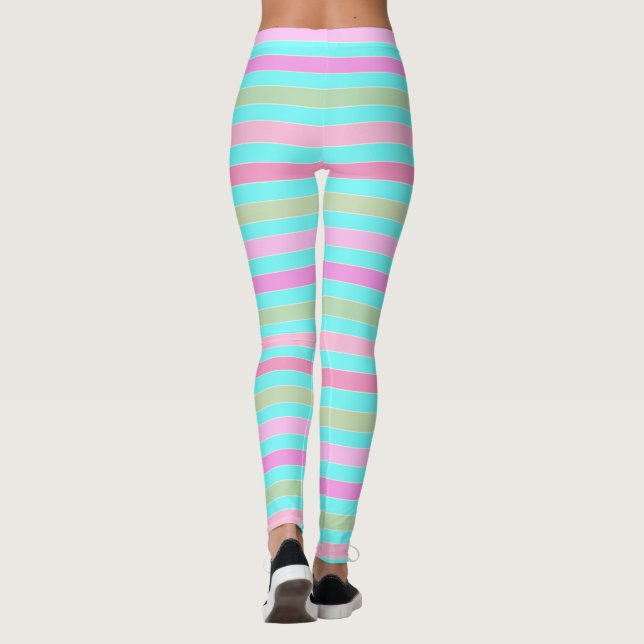 Striped, turquoise leggings (Back)