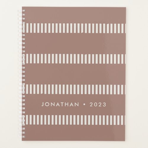 Striped Two_Color Rosy Brown and Eggshell White Planner