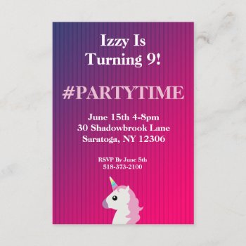 Striped Unicorn Emoji Birthday Party Invitations by MishMoshEmoji at Zazzle