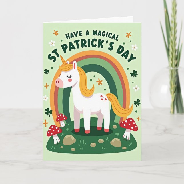 Striped Unicorn Magic Day Card (Front)