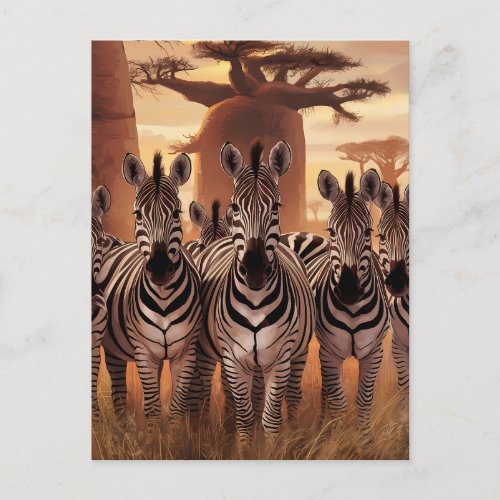 Striped Unity Zebras Standing Together Postcard