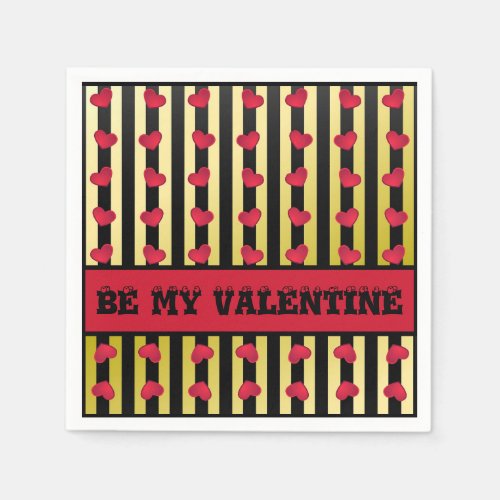Striped Valentines Day Paper Napkins
