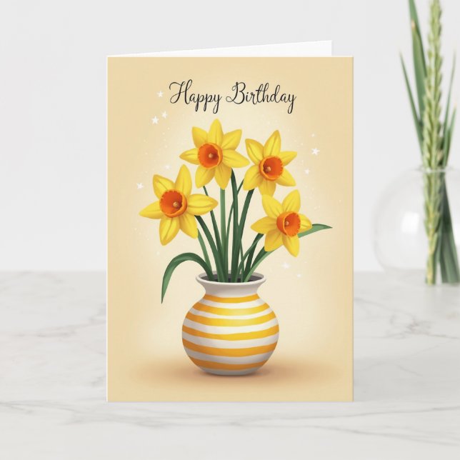 Striped Vase Birthday Card (Front)