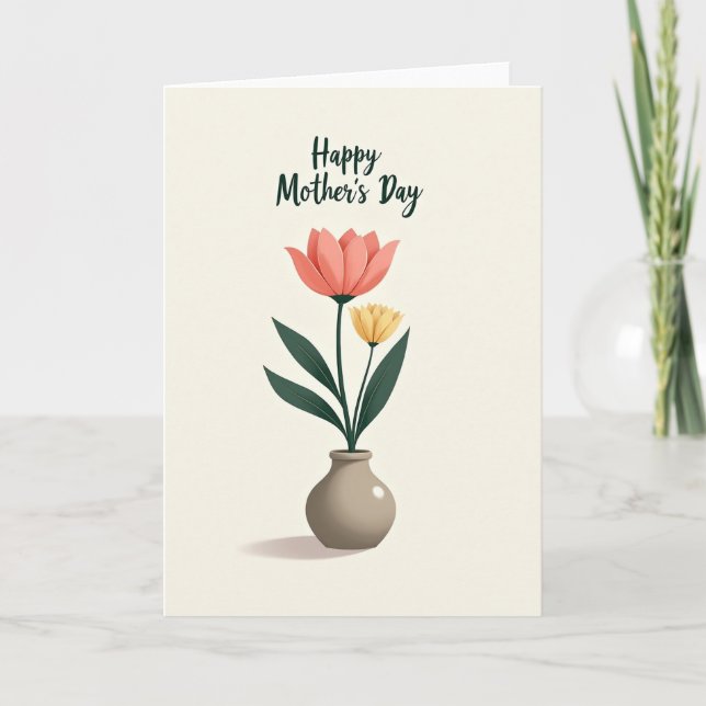 Striped Vase Bouquet Card (Front)