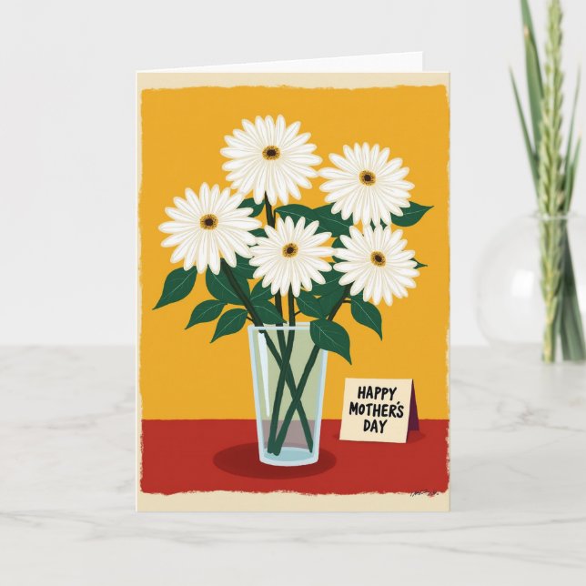 Striped Vase Daisy Display Card (Front)