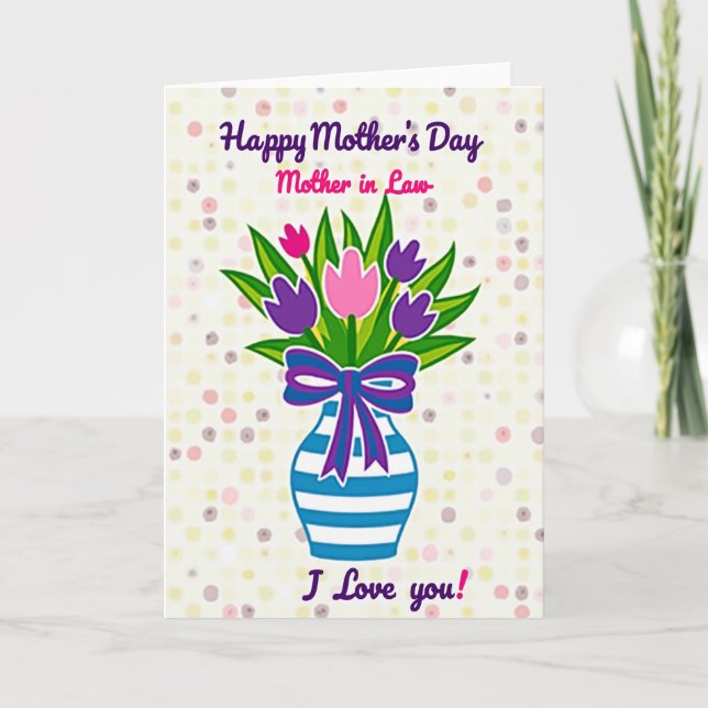 Striped Vase Floral Celebration Card (Front)