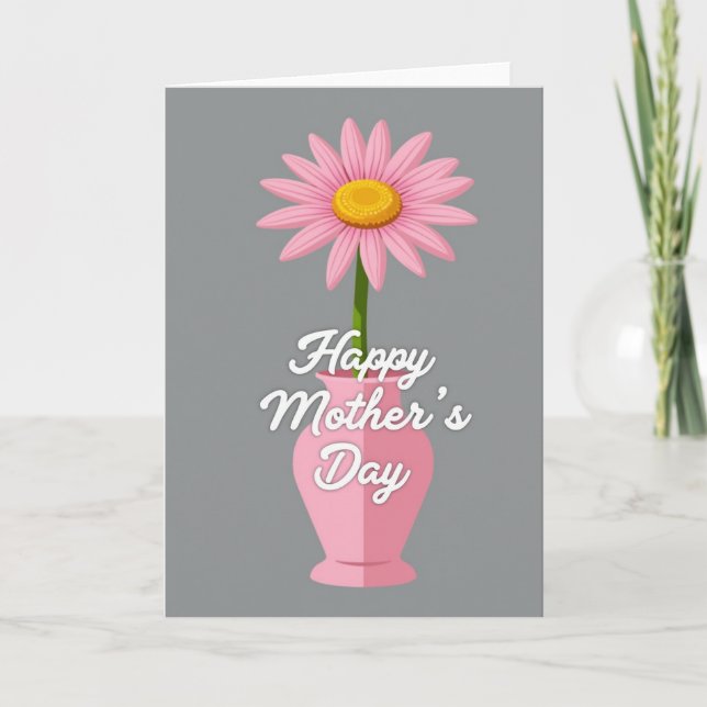 Striped Vase Flower Message Card (Front)