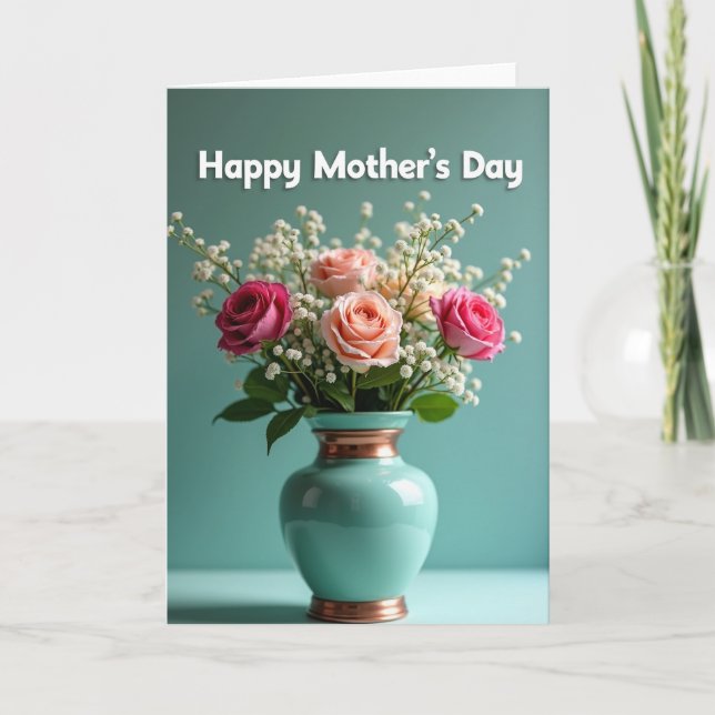 Striped Vase Happy Day Greeting Card (Front)
