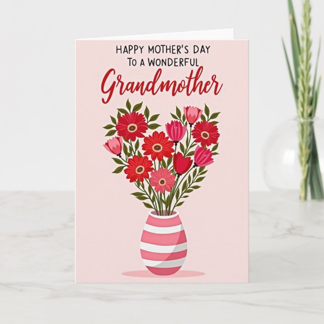 Striped Vase Love Bouquet Card (Front)