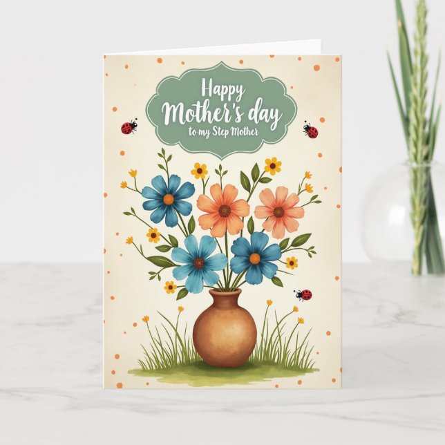 Striped Vase Of Blooms Card (Front)