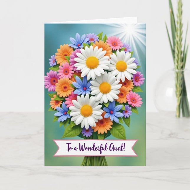 Striped Vibrant Blooms Greeting Card (Front)
