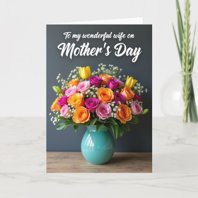 Striped Vibrant Blossom Message Card (Front)