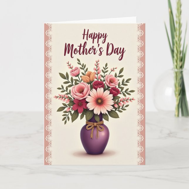 Striped Vintage Bouquet Card (Front)