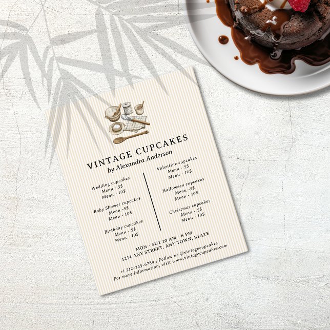 Striped Vintage Cooking Utensils Baker Pastry Flyer (Striped Vintage Cooking Utensils Baker Pastry Flyer)