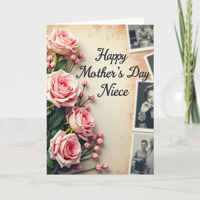 Striped Vintage Mother Niece Card (Front)