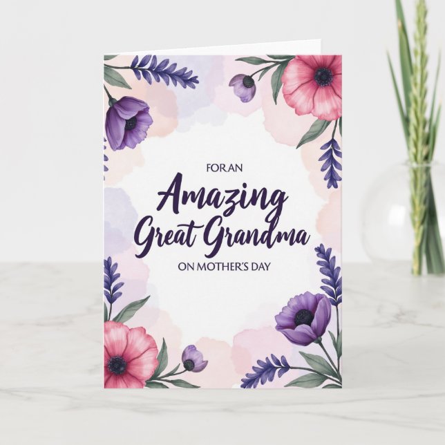 Striped Violet Blossom Thanks Card (Front)