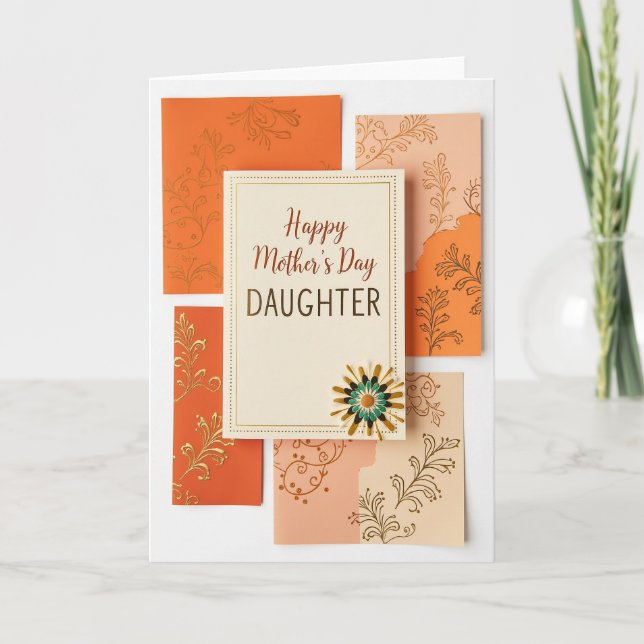 Striped Warm Terracotta Peach Note Card (Front)