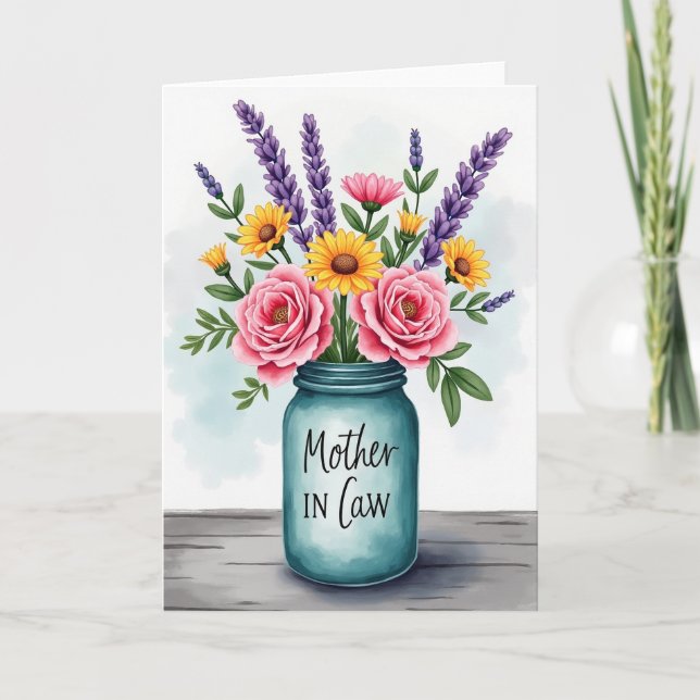 Striped Watercolor Bloom Card (Front)