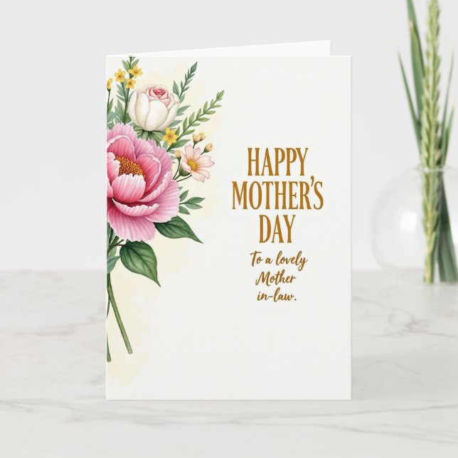 Striped Watercolor Blossom Card (Front)