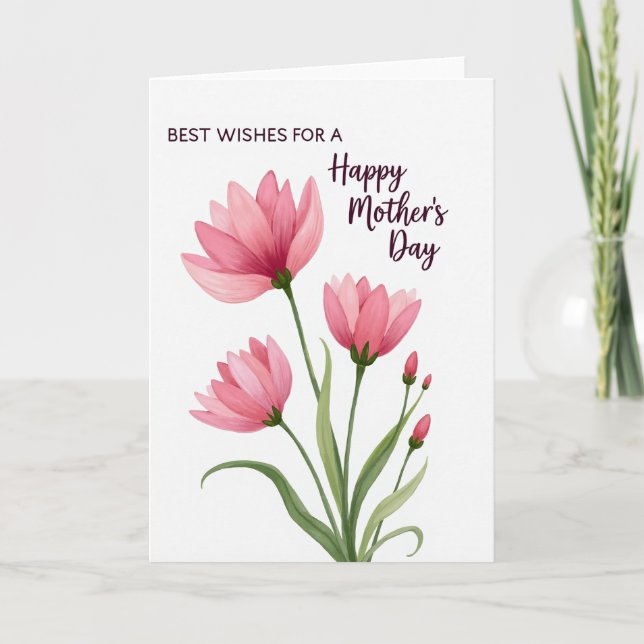 Striped Watercolor Bouquet Card (Front)