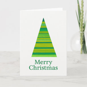 Striped Watercolor Christmas Tree Card